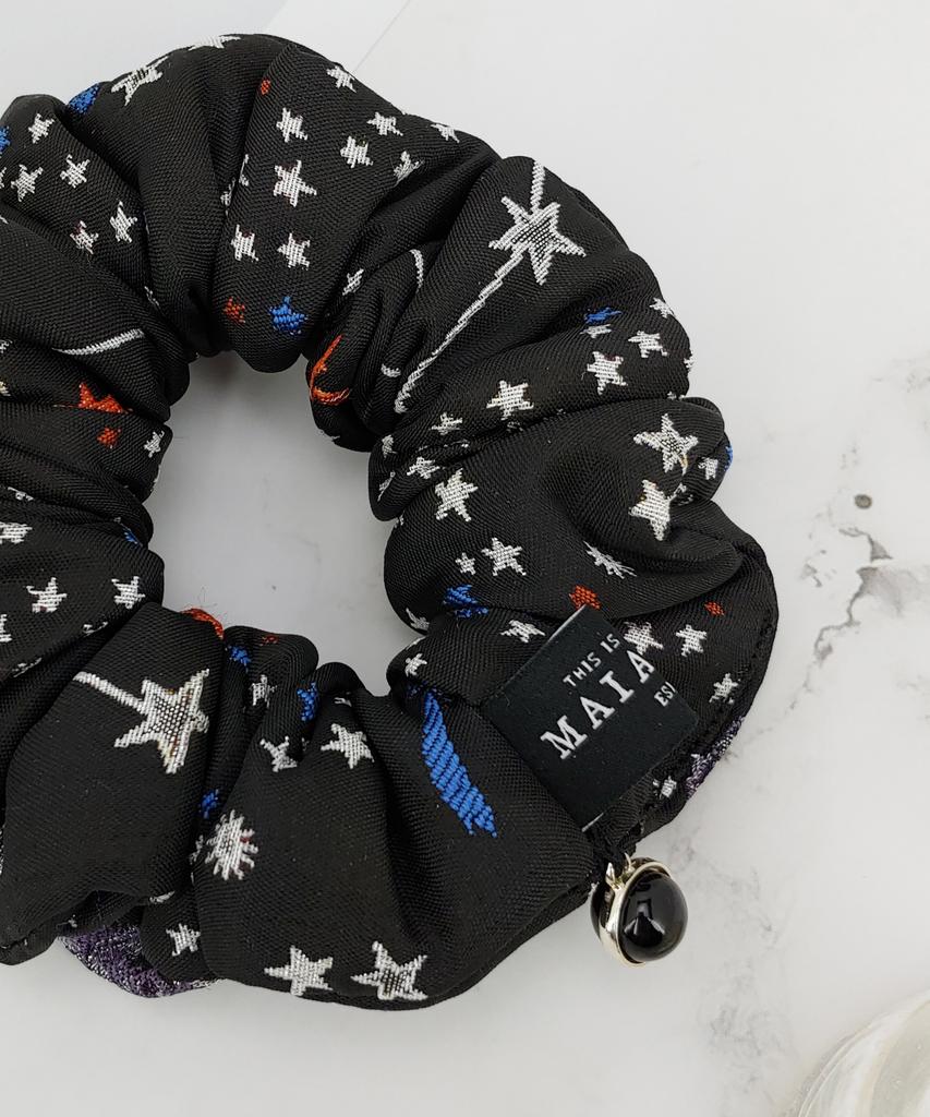 Maia Milky Way Star Jacquard Hair Scrunchie-Purple