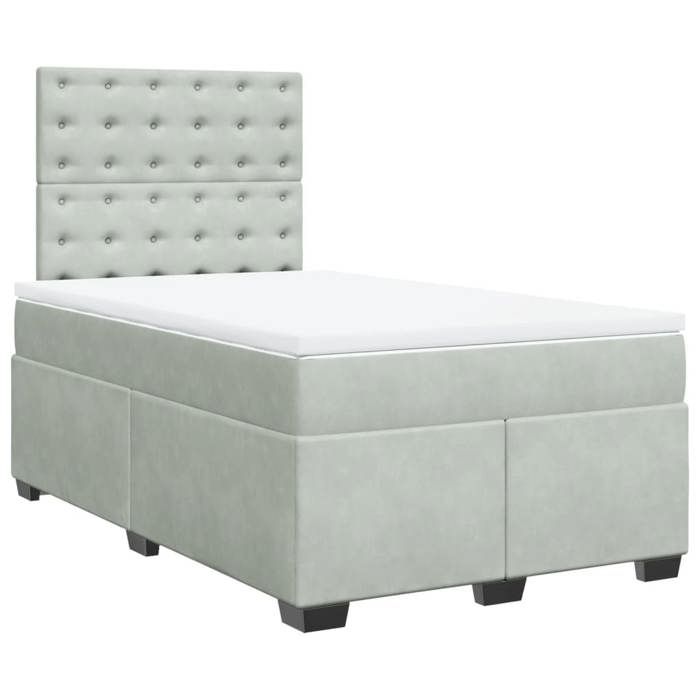 VidaXL Slatted Bed Base and Mattress Light Grey 120x200cm Velvet 3290894