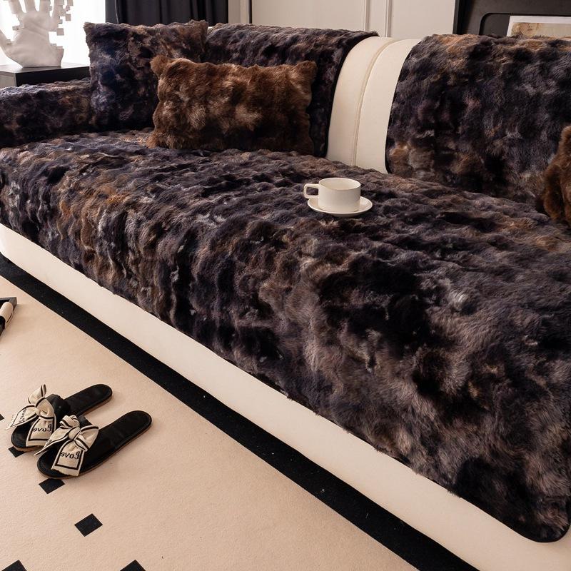 Winter New Plush Sofa Cover Thickened Soft Skin-Friendly Simple High-End Feel Cat-Scratch Resistant Non-Slip Cushion Sofa Cover