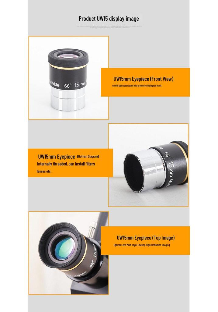 Oculaires Grand Angle 66°: 6, 9, 15, 20 mm - Accessoires de télescope pour l'observation du ciel étoilé en HD et l'observation du ciel profond