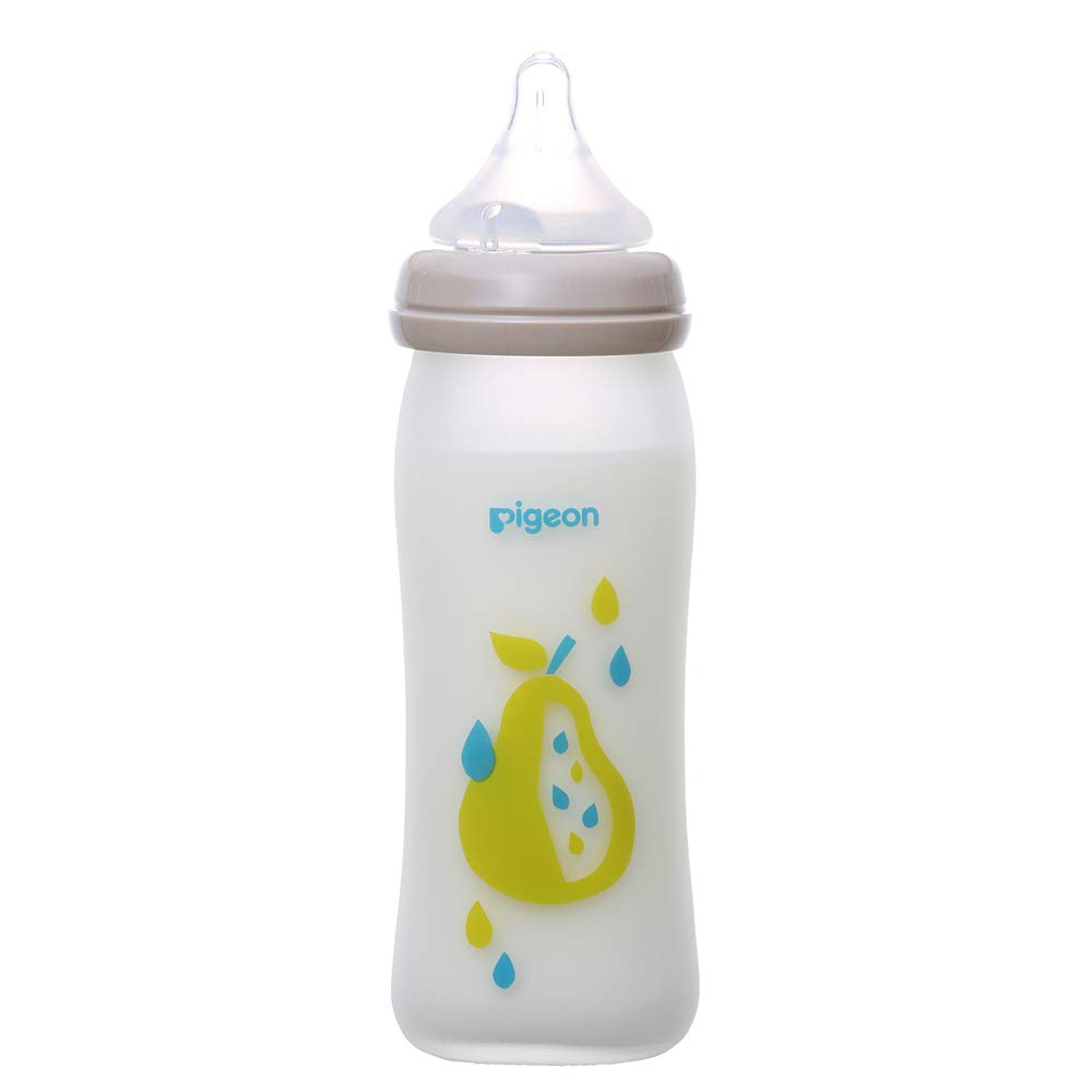 Glass Pigeon Breastmilk Feeling Baby Bottle Coating Fruits 0 Months and Up [Heat-resistant 240ml]