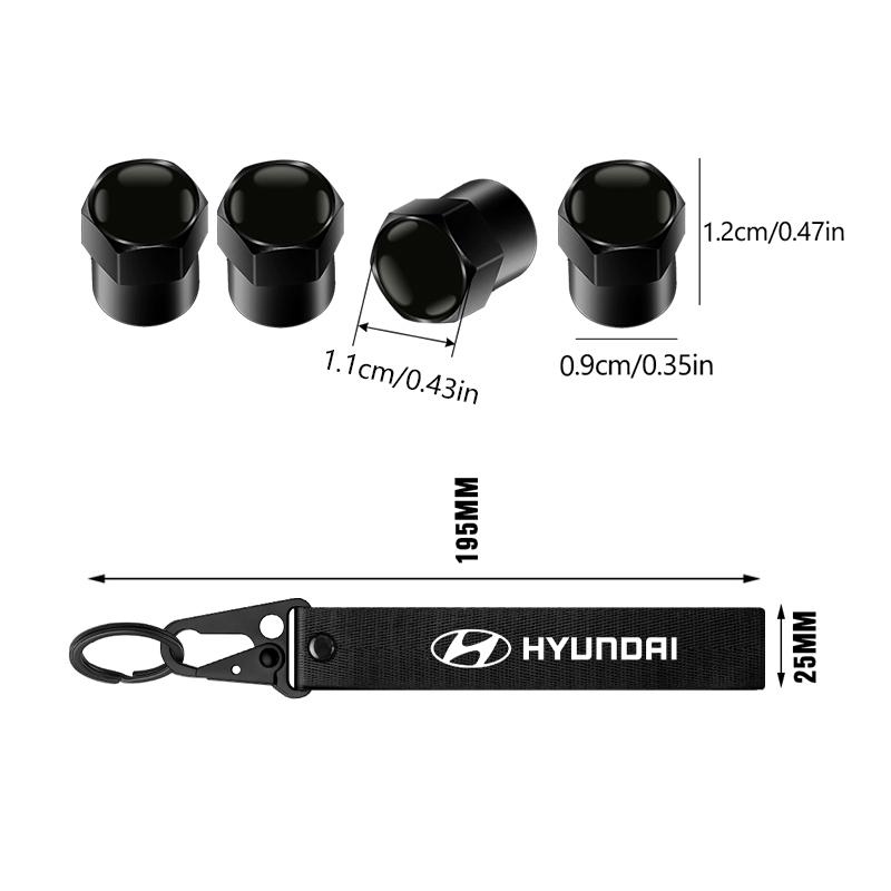 Aluminum Metal Car Tire Valve Cover Car Badge Nylon Keychain Accessorie For Hyundai Accent Azera Elantra I20 I30 Kona Solaris TT31