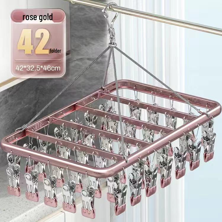 Aluminum Alloy Windproof Sock Drying Rack with Multi-Clip and Stainless Steel Underwear Hanger