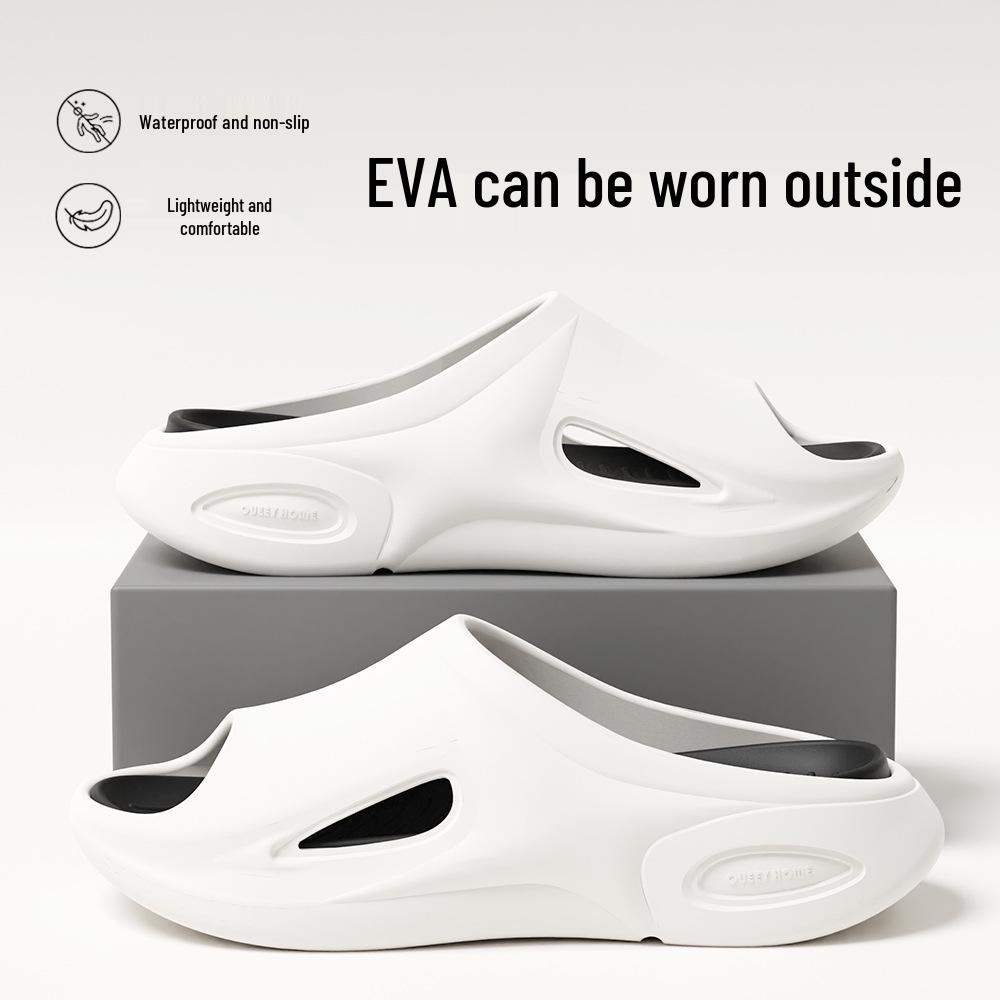 

Мужские спортивные сандалии для улицы без запаха, стиль лето 2025, толстая подошва и нескользящая подошва для ношения в помещении и на улице. 44-45 (fits size 43-44) белый/чёрный