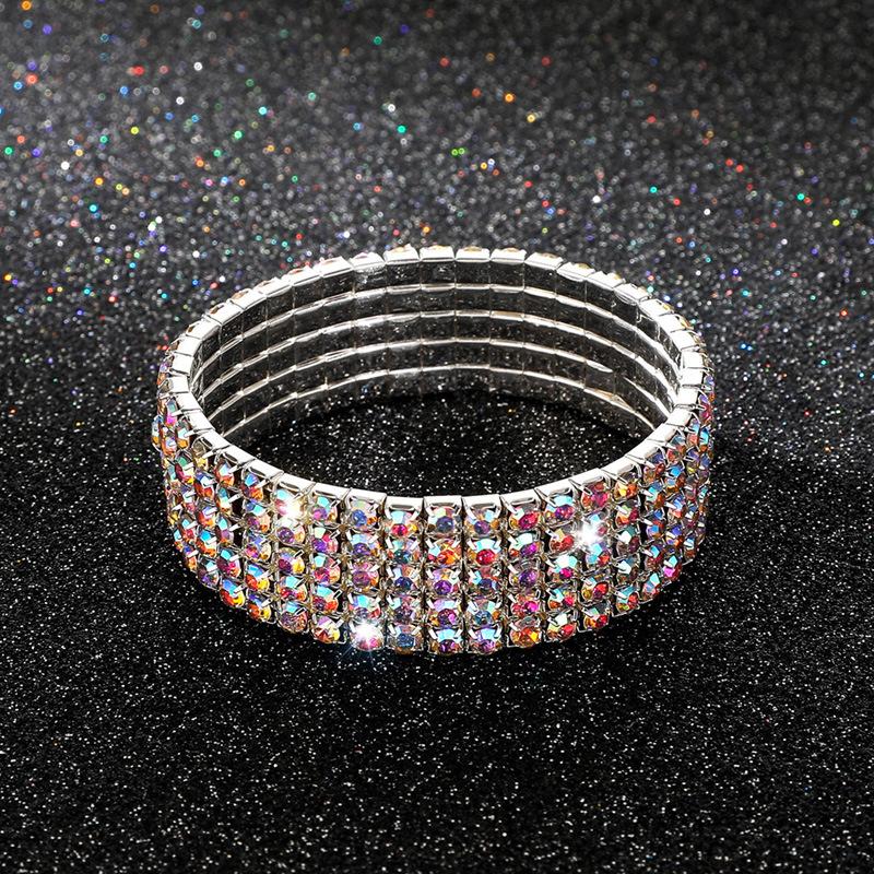 Crystal bracelet full diamond single row elastic bracelet bridal versatile rhinestone bracelet claw chain diamond bracelet women