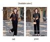 Women's Golden Velvet Vest & Suit: Middle-Aged/Elderly Spring Three-Piece Set - Chinese National Style