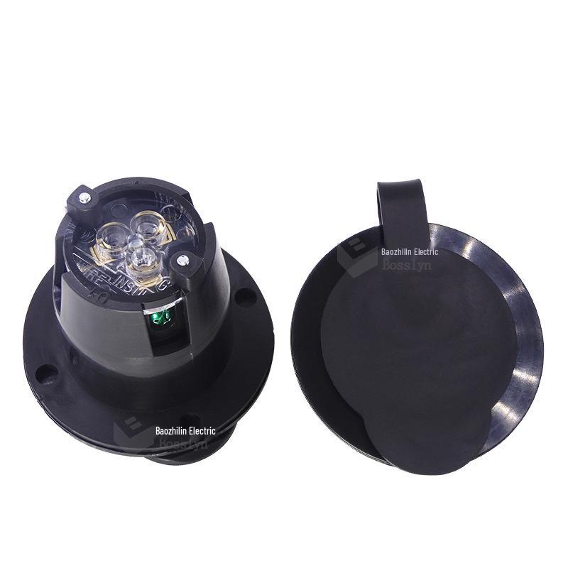 All Black NEMA 5-15P US Standard Industrial Plug with Waterproof Cover