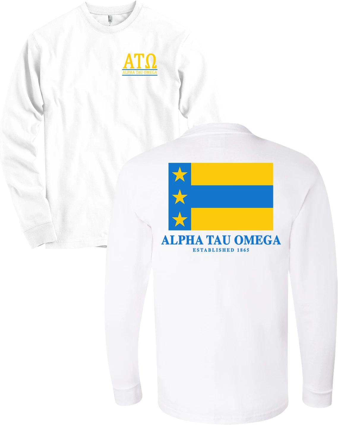 Alpha Tau Omega Fraternity Flag Bella + Canvas Long Sleeve ATO Shirt NEW 3XL
