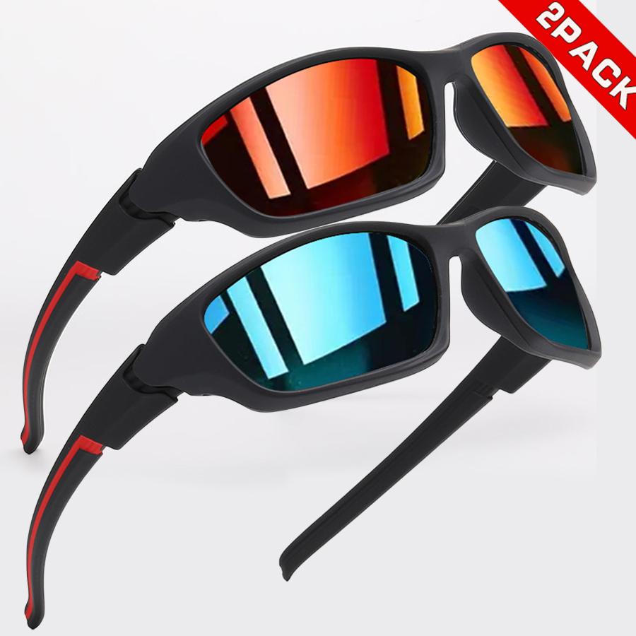 2PCS Colorful Sports Sunglasses - Wraparound Design UV400 Unisex Comfort Fit for Cycling Hiking Outdoor 7