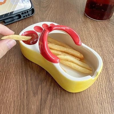 Śliczne klapki, ketchup, sos sojowy, przenośny ceramiczny spodek do sałatek, miska do maczania, śliczne mini przekąski, pojemnik na przyprawy