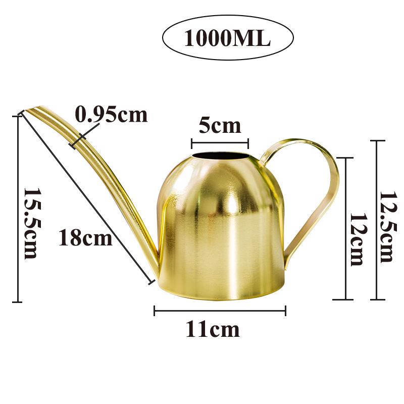 Rose Gold Stainless Steel Watering Can with Spout, Retro Style, 1000ML for Succulents and Green Plants