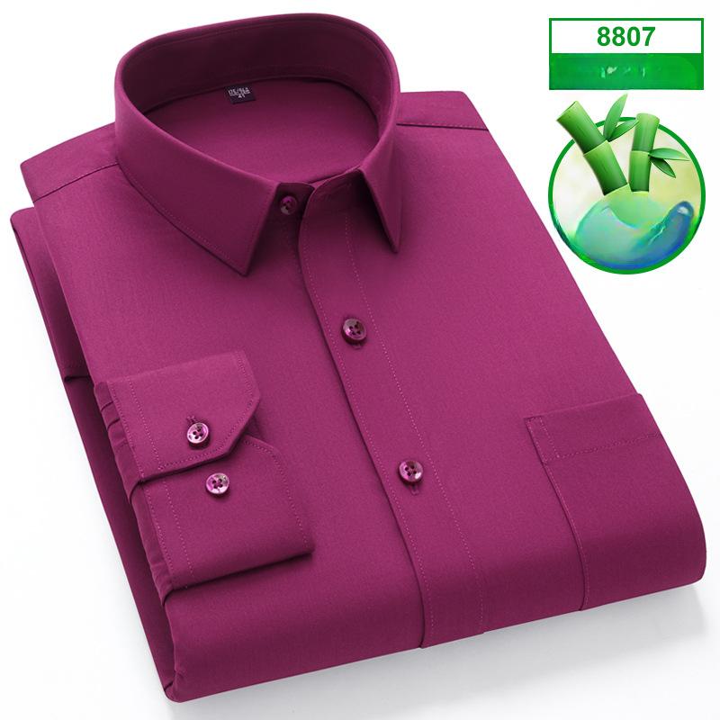 Long-sleeved Shirts for Men In Autumn New Multi-color Bamboo Fiber Iron-free Light Business Casual Workwear Men's Shirts