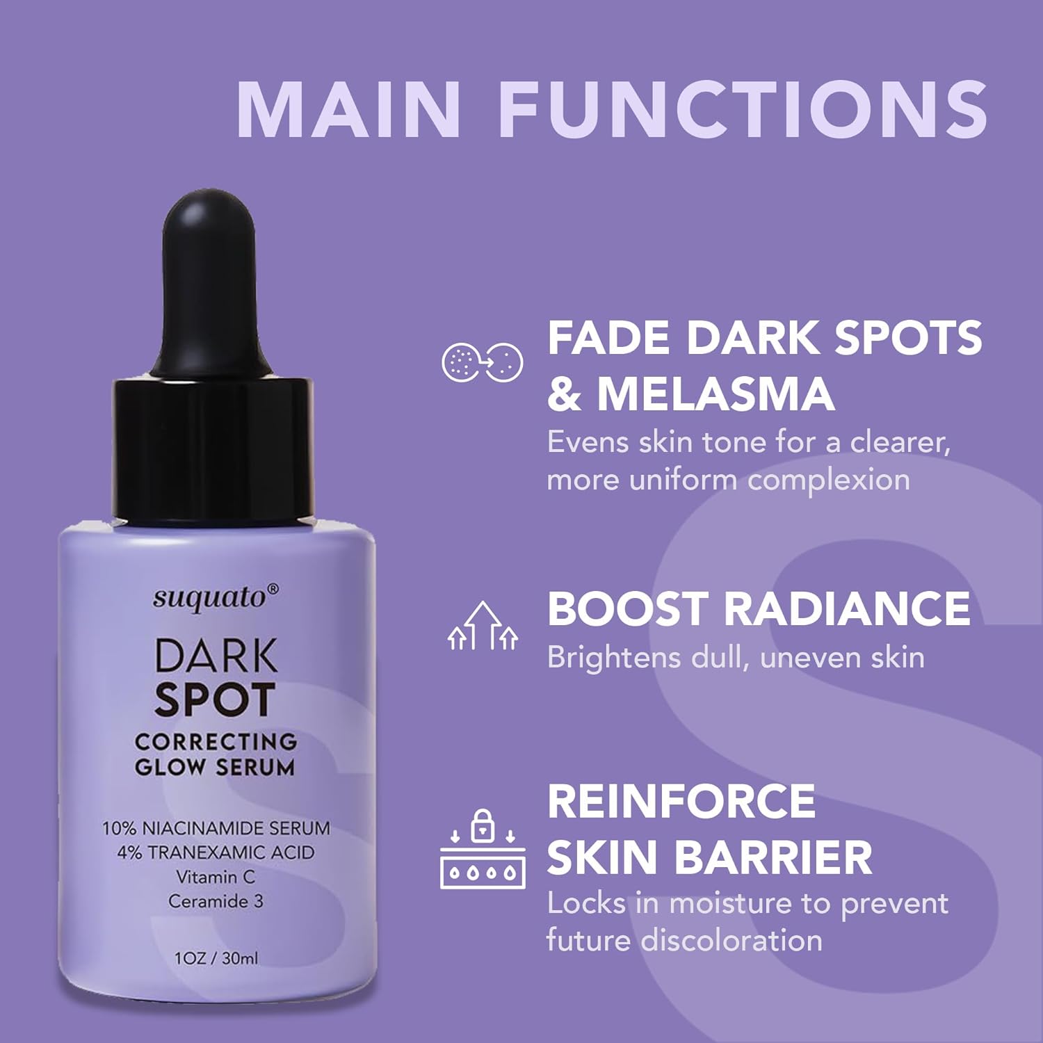 Dark Spot Correcting Glow Serum: Melasma Hyperpigmentation Treatment for Face with Tranexamic Acid Niacinamide - Vitamin C Serum and Dark Spot