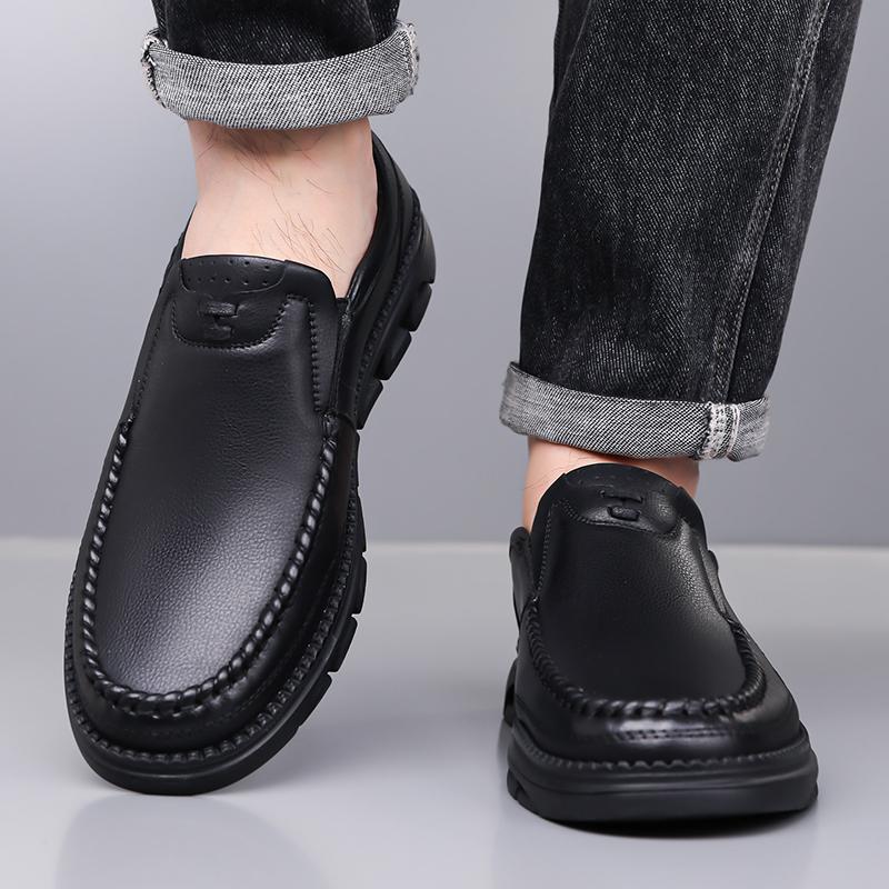 Fashion Vintage Mens Casual Leather Shoes Comfy Male Casual Loafers Handmade Moccasins Fashion Men's Walking Shoes Outdoor Slip on Flats