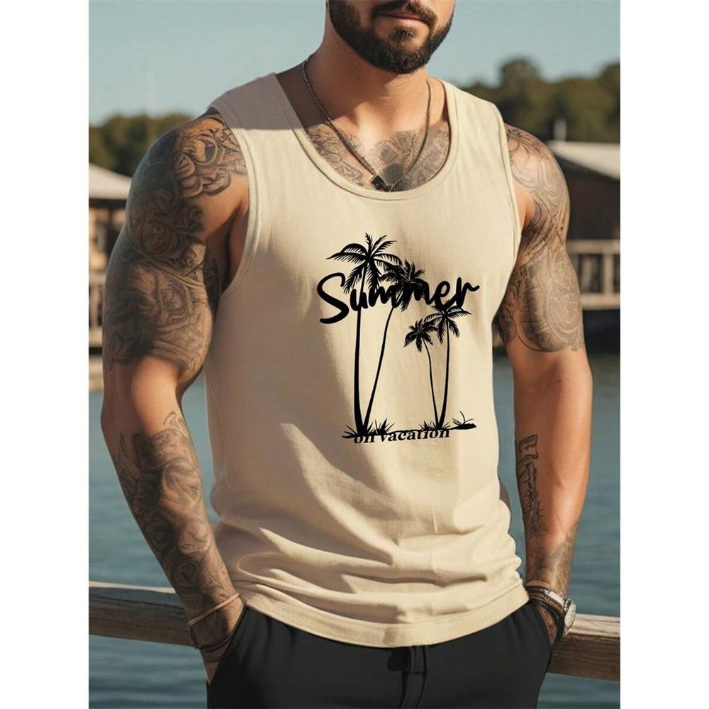 Summer Temperament Men s Tank Top Men s Beach Casual Holiday Wear 3D Printed Daily Outdoor Sports Sleeveless Crew Neck Tank Top S