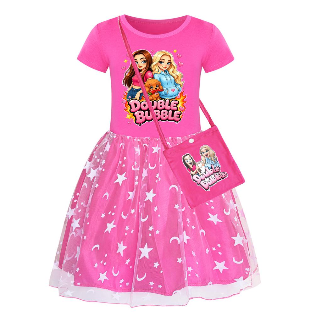 Girls Printed Star Skirt Rainbow Lace Dress 5902