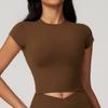High Strength Small Fly Sleeve Running Fitness Short Sleeved Sports T-Shirt For Women, Tight Fitting Quick Drying Yoga Top For Women