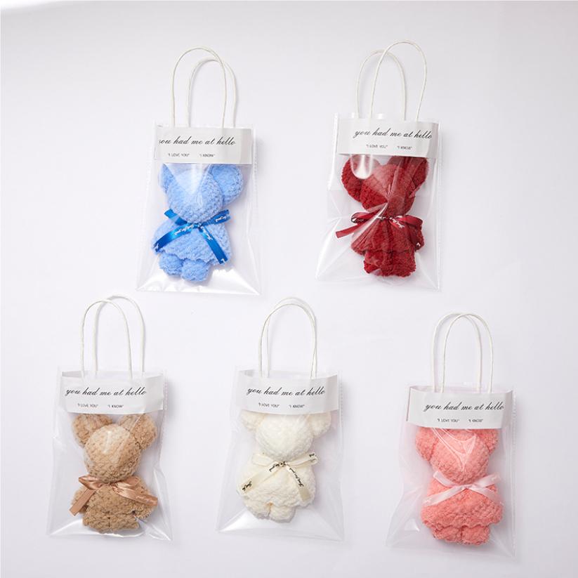 Handmade towel bear gift bag cute teddy bear towel with hand gift for friends and guests