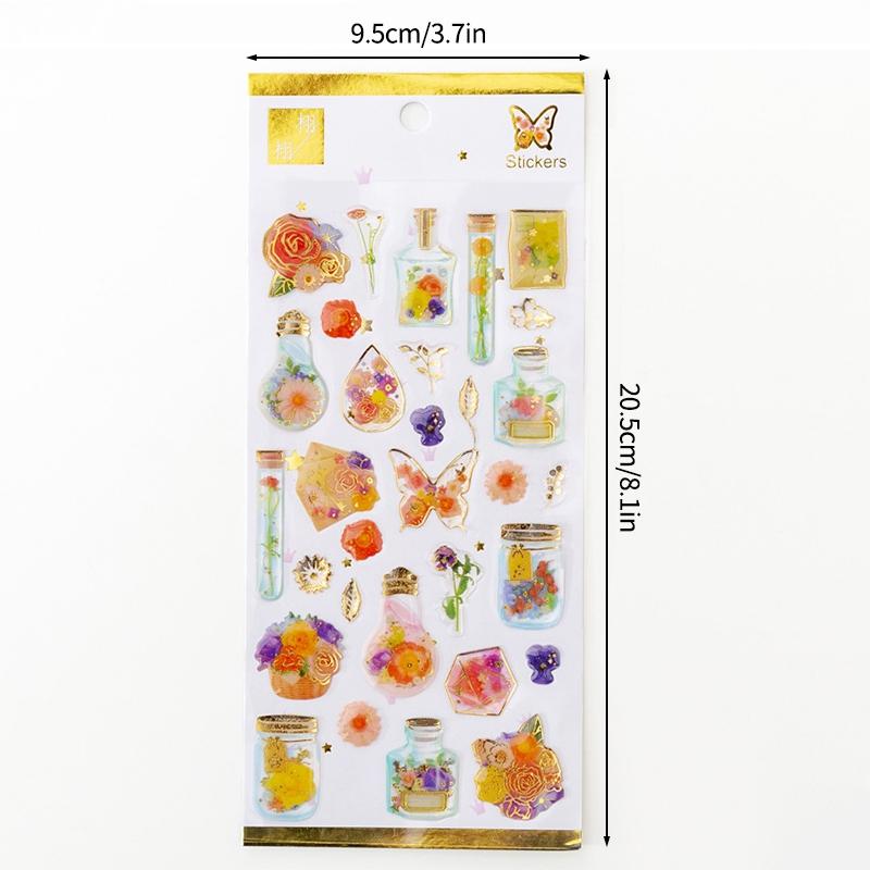 Crystal Drops Glue Stickers 3D Relief Golden Butterfly Sticker Diy Scrapbook Diary Mobile Phone Case Paster Decals Stickers