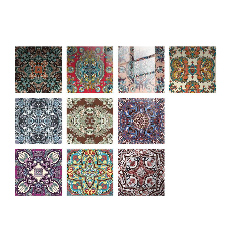 Mandala Colorful Tile Wall Sticker Kitchen Bathroom Wardrobe Kitchen Retro DIY Murals Wallpaper Home Decoration