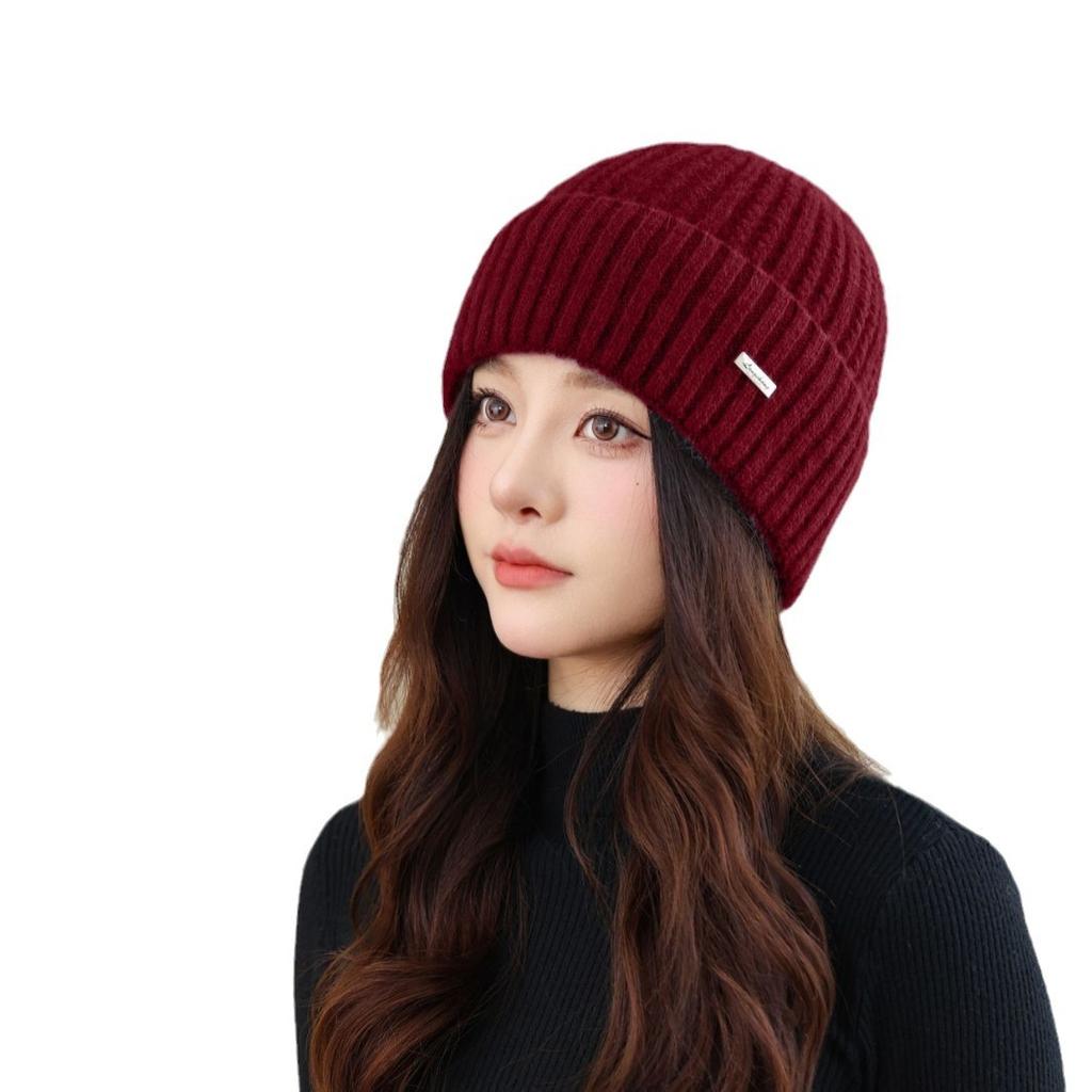 New Winter Hat for Women Knitted Versatile Warmth and Thickened Fashionable Wool Grandma Style Big Head Cold Hat