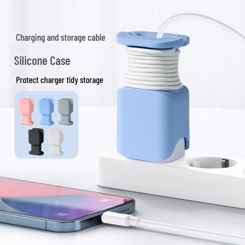 Silicone Case with 20W/18W USB-C Fast Charger, Cable Winder, and Protector - Compact and Portable