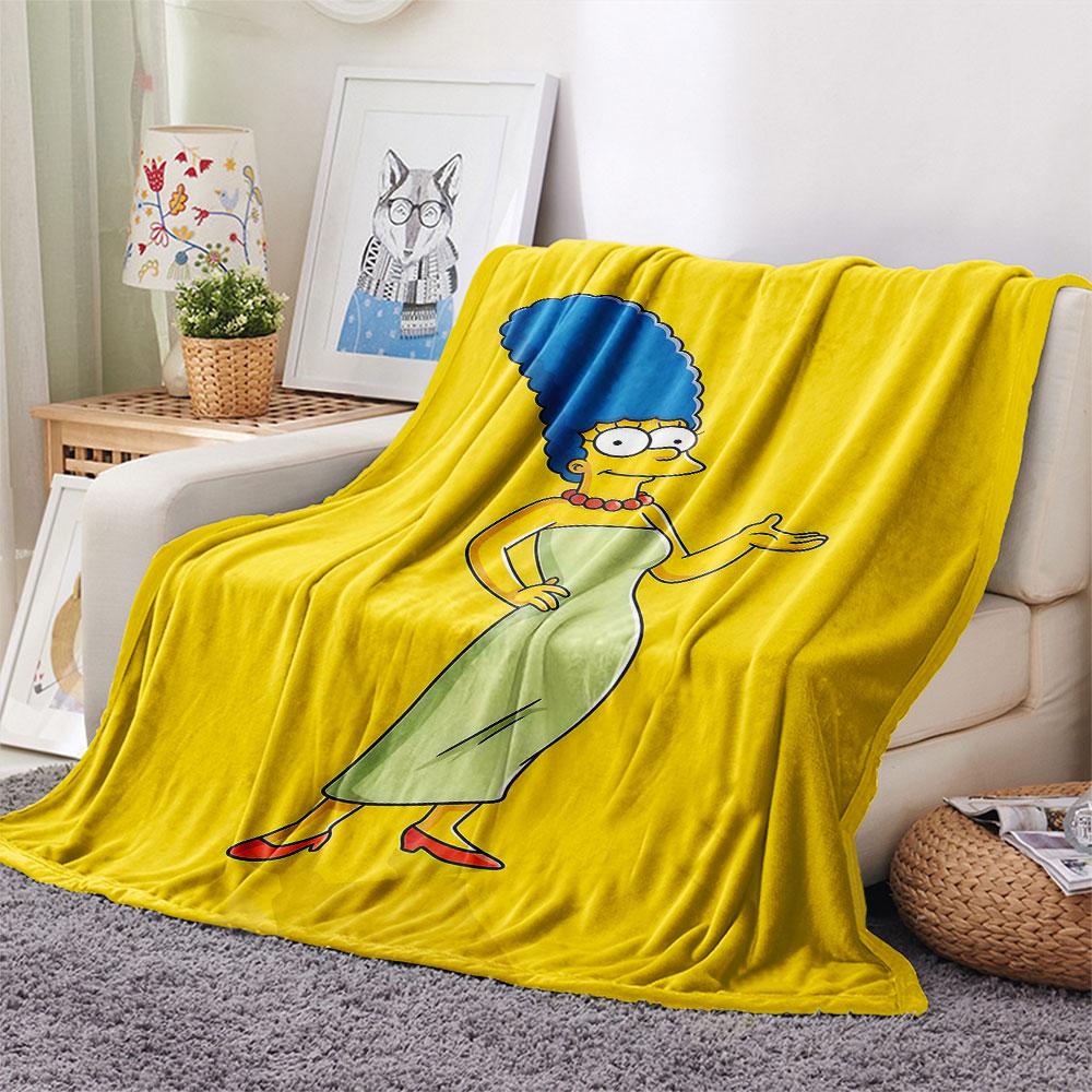 Marge Simpson Printed Flannel Blanket, soft throw for bedroom sofa, washable, fan merchandise, great gift.