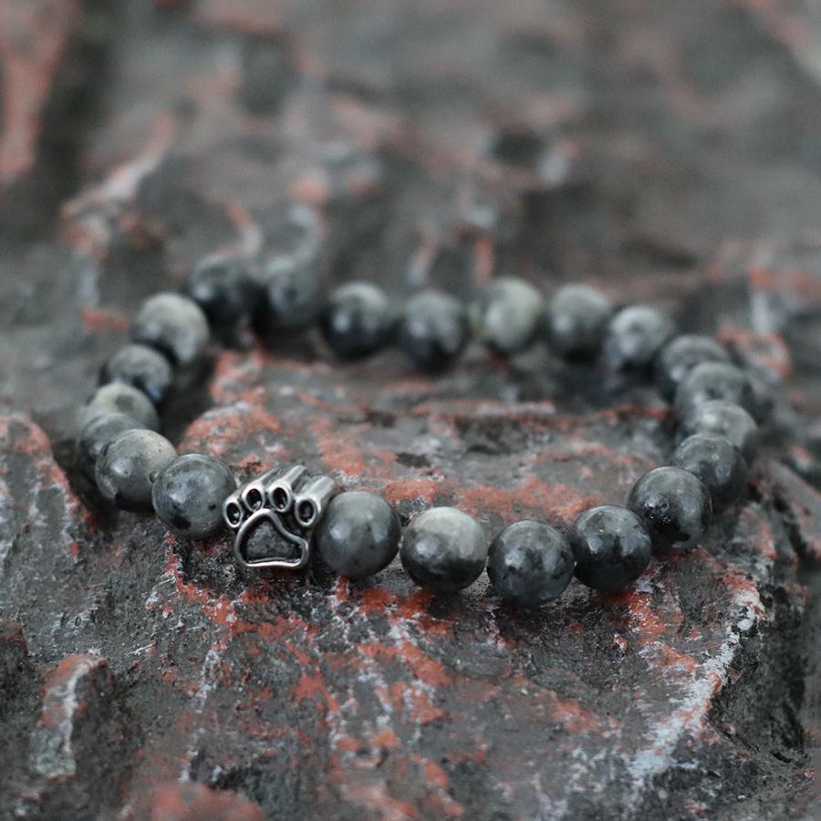 Natural Colored Imperial Beads Bracelet Men Titanium Steel Dog Paw Beaded Brazelet Women Simple Yoga Wrist Braslet Jewelry Homme