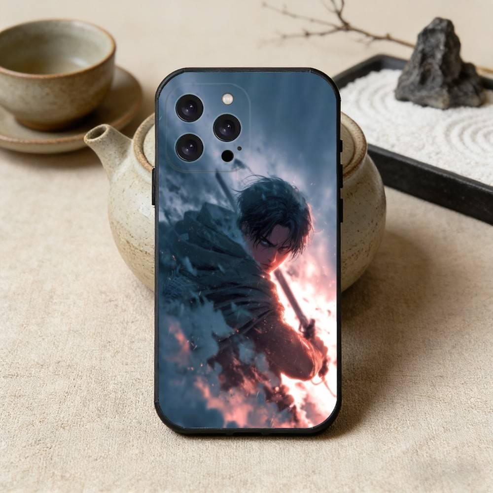 L-Levi A-Attack On Titan Phone Case For iPhone 17 16 15 14 13 12 Max Plus Silicone Black Cover
