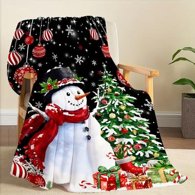 Cozy Christmas Snowman Print Throw Blanket - Soft, Warm Flannel for Couch, Bed, Office, and Travel - Perfect Gift for All Season