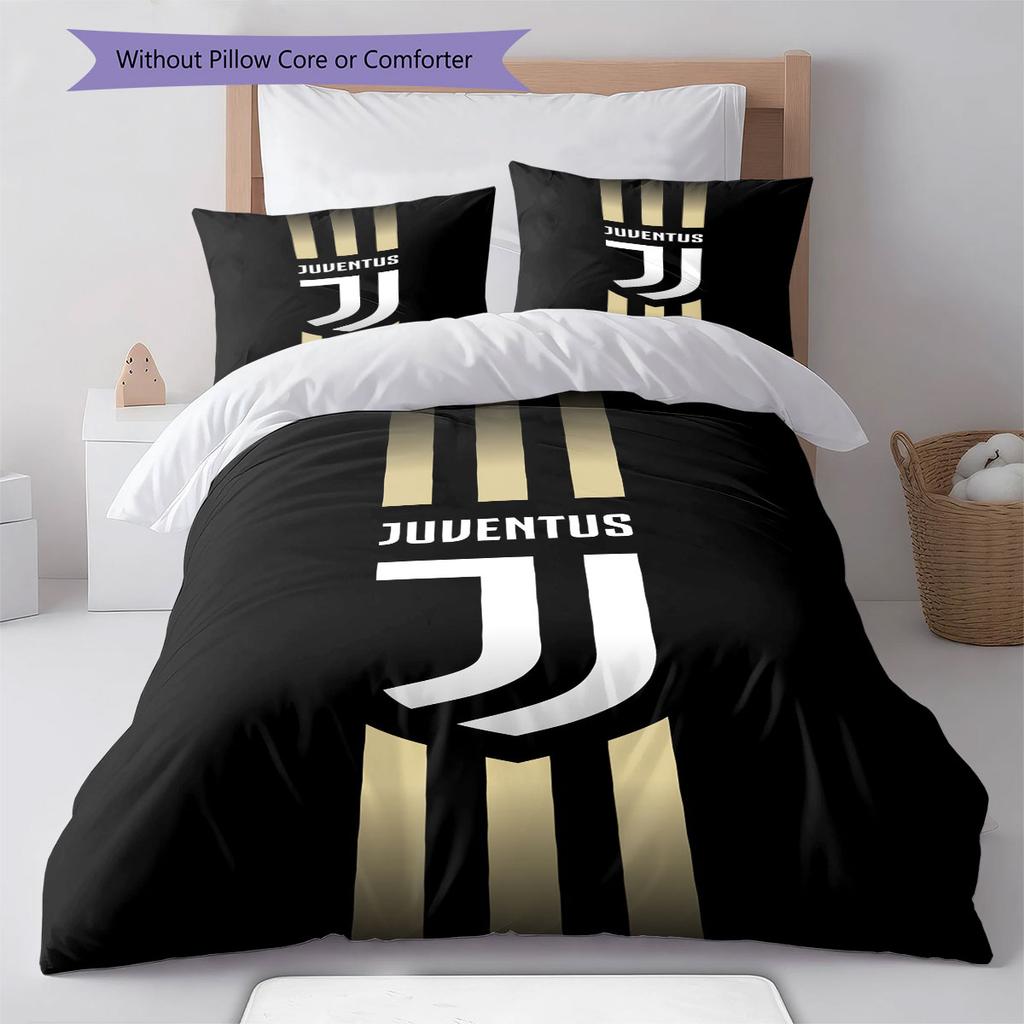 Juventus Football Club Pattern Bedding,Quilt Set Quilt Cover Pillowcase Home Birthday Gift(1 * Duvet Cover + 2 * Pillowcase, Without Core)