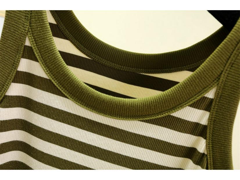 Women's Black & White Striped Modal Cotton Camisole Vest - Sleeveless Top for Spring/Summer 2024.