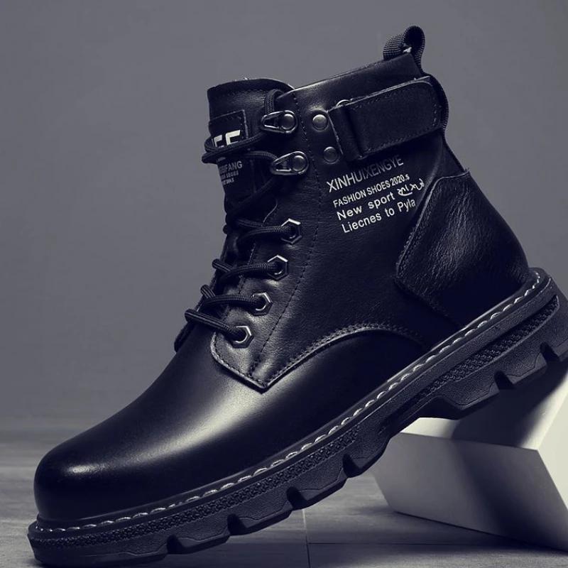Pánské luxusní boty s vysokým svrškem Pohodlné Vodotěsné Šněrovací Pánské pracovní boty 2024 Módní Protiskluzové Odolné proti opotřebení Pánské ležérní boty