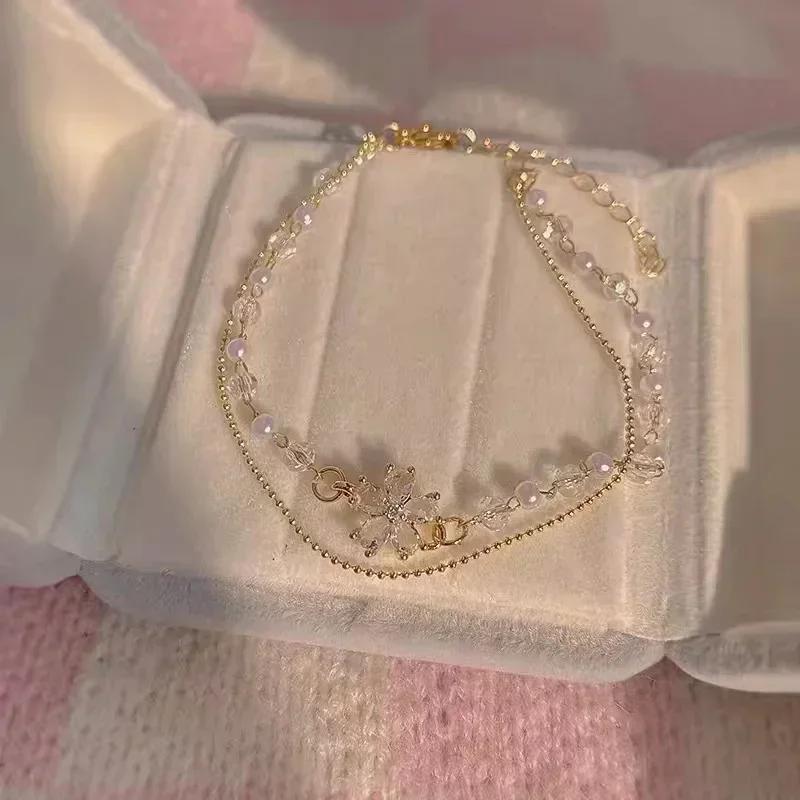 4Pcs/Set Trendy Individuality Open Mouth Bracelet Set for Women Zircon Gold Color Butterfly Pearl Open Cuff Bangle Girls Jewelry