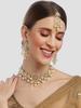 Gold Plated Square Shape Pearl Choker Necklace Set, Metal, Kundan