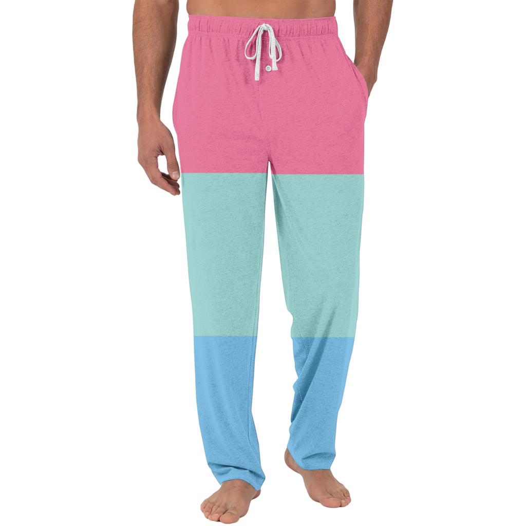 Herren Freizeit-Pyjamahose mit Taschen | Krawatte, Farbverlauf bedruckt, Leinwandbindung, lockere Passform elastischer Bund für Zuhause