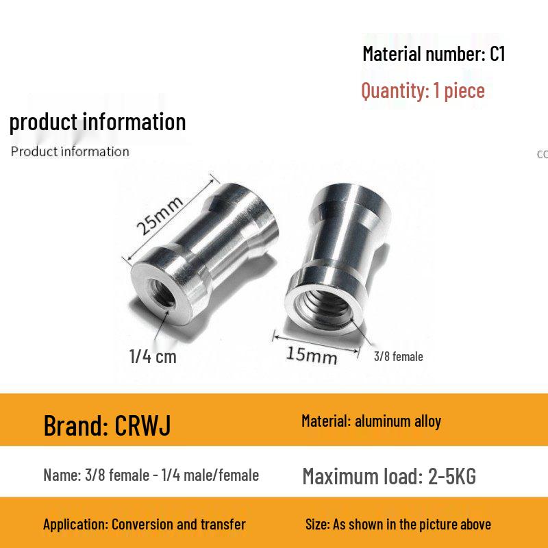 1/4 to 3/8 M4 M5 M6 M8 Screw Adapter for Tripod, Pan/Tilt Camera, Hot Shoe Mount & Light Stand