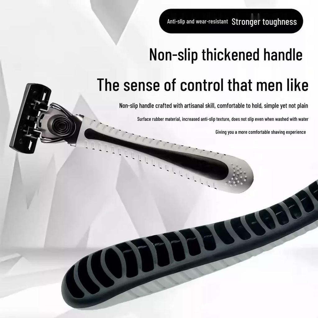 Portable Six-Layer Men's Manual Razor: Classic Beard Blade