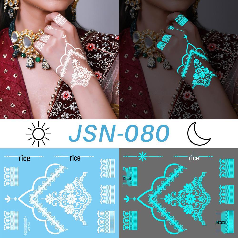 Adesivi Tatuaggio Ricaron 2024 Henné Luminoso & Farfalla Bianca per Viso & Braccio