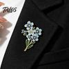 Literary Style Jewelry Forget Me Not Flower Brooch, Alloy Blue Floral Lapel Pin, Memorial Enamel Elegant Suit Accessory Brooch Pin for Coat,
