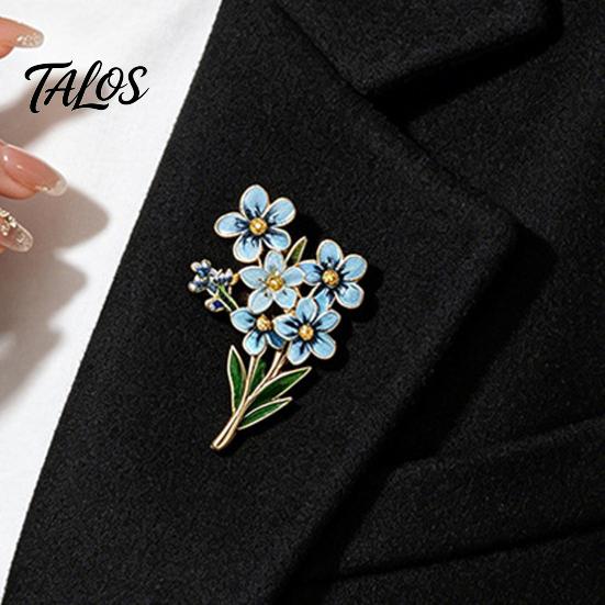 Literary Style Jewelry Forget Me Not Flower Brooch, Alloy Blue Floral Lapel Pin, Memorial Enamel Elegant Suit Accessory Brooch Pin for Coat,