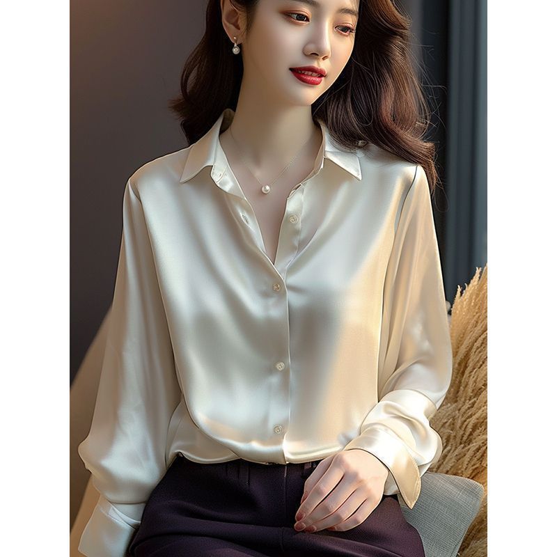Retro Unique and Chic Purple Shirt Top for Women Spring Design Sense Niche Professional Temperament