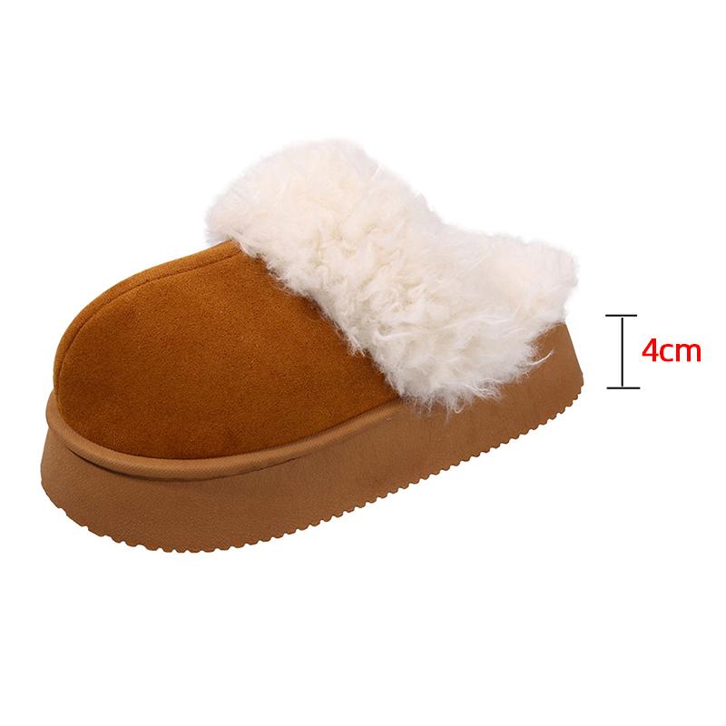 Fashion Fashion Platform Fluffy Slippers Women Indoor Thick Sole Non Slip Plush House Shoes Woman Autumn Winter Warm Faux Fur Slippers
