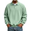 Men's Long Sleeve Sweatshirt with Button and Ribbed Trim Casual Pullover Top