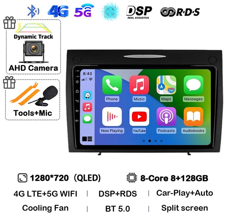 Android 14 Carplay Auto For Mercedes Benz SLK Class R171 SLK200 SLK280 SLK300 2000-2011 Car Radio Multimedia Video Player Stereo