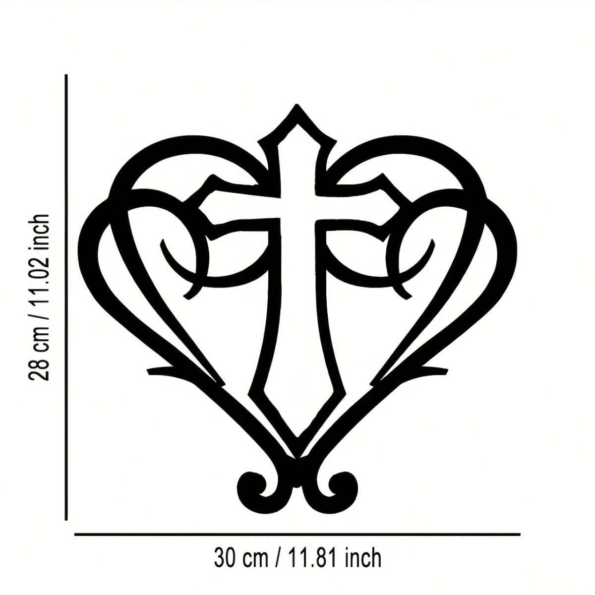 

Metal Heart Cross Wall Art Sign, Minimalist Home Decor Rustic Plaque for Living Room Office Bar Cafe Gift 28x30