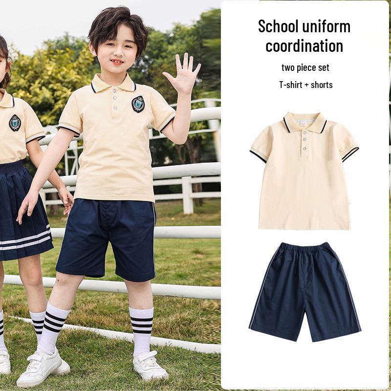 British Style Summer Kids' School Uniform Set - Boys & Girls Two-Piece Performance Wear