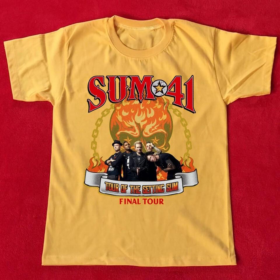 НОВИНКА Sum 41 Тур Заходящего Сума Последний Тур Золотая Футболка Все Размеры OM11 Унисекс Футболка XXXL
