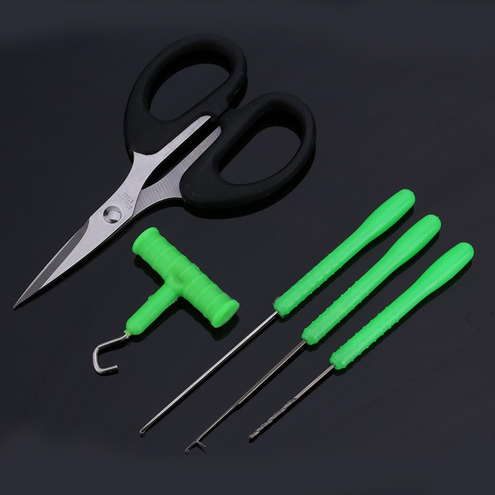 Fishing Baiting Rig Tool Set Bait Needle T Handle Knot Puller and Scissor Tackle Rigging Tool