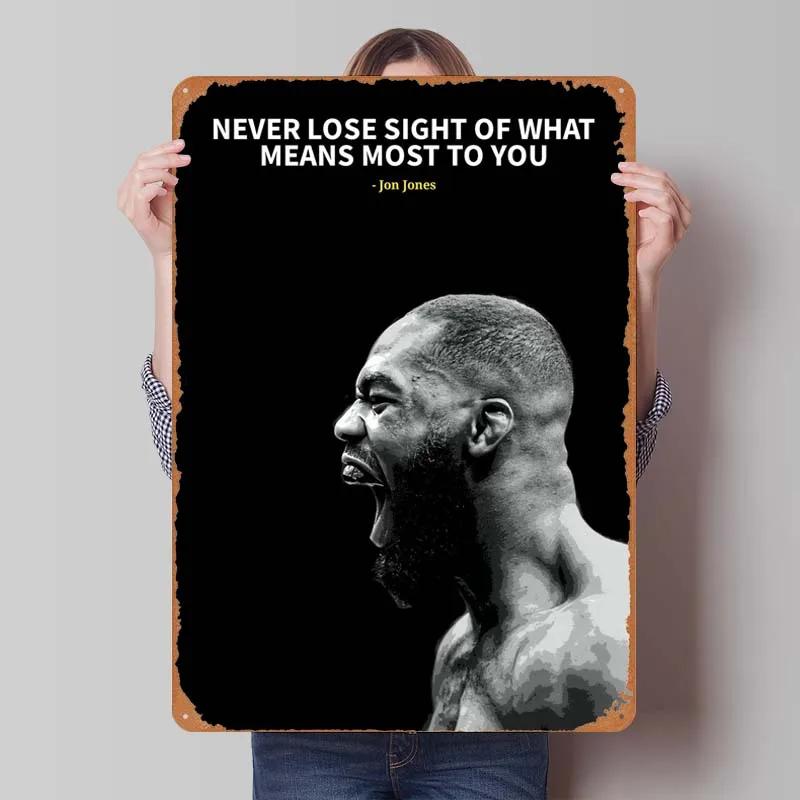 Jon Jones Metallskylt Boxningsposters Spelrumsinredning Man Vintage Plåttskylt Plakett för Väggkonst Dekoration Interiör